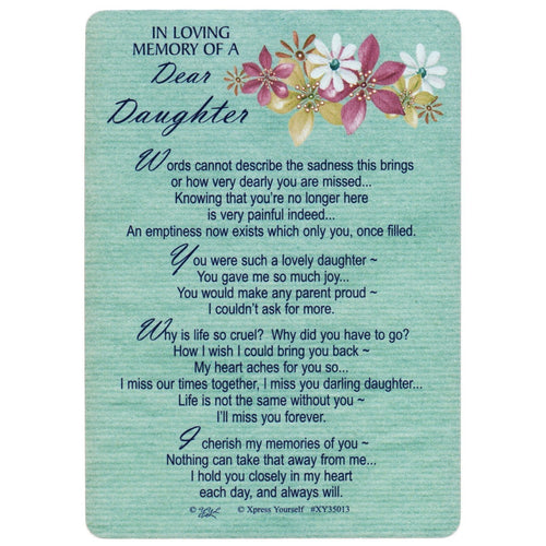 Xpress Yourself Loving Memory Graveside Memorial Card & Holder 5.75 X 4" Relations Friends Etc - Dear Daughter 35013