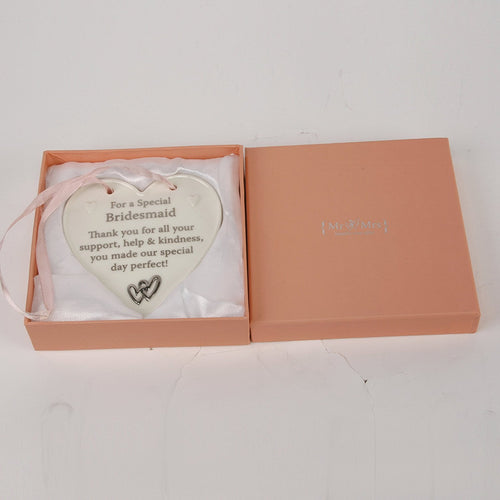 Special Bridesmaid Porcelain Hanging Heart Plaque Wedding Thank You Gift
