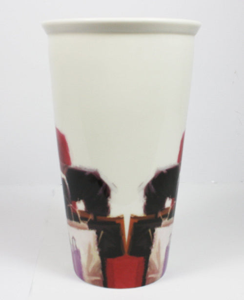 [LP32741] 'A Girl's Life' Double Walled Insulation With Silicon Travel Mug, Shopping, Bags etc Design, Make a Great Gift for Mum, Sister, Aunty, Niece, Gran, Keeps Drinks Hot, Ideal For Use On The Move, 6.5 inches/17cm in