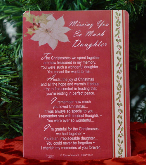 Graveside Memorial Christmas Card & Holder -Missing You So Much Daughter 3527