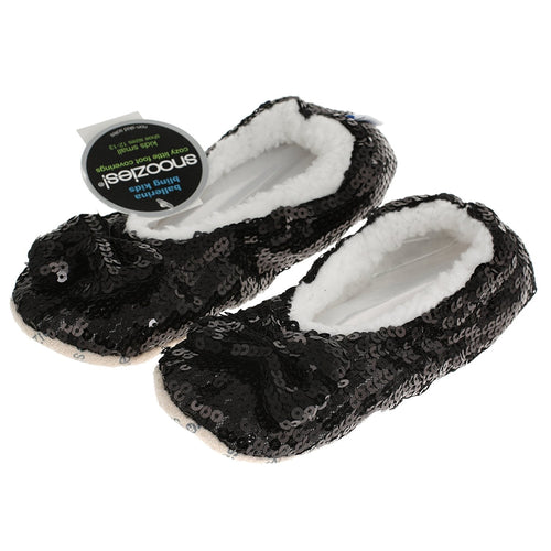 Childrens Kids Black Bling Ballerina Snoozies Large