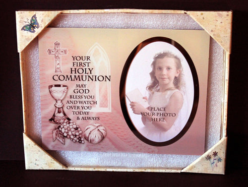 Inspirational Glass Poem Photo Frame Her First Holy Communion Gift Keepsake Present to Treasure Forever!