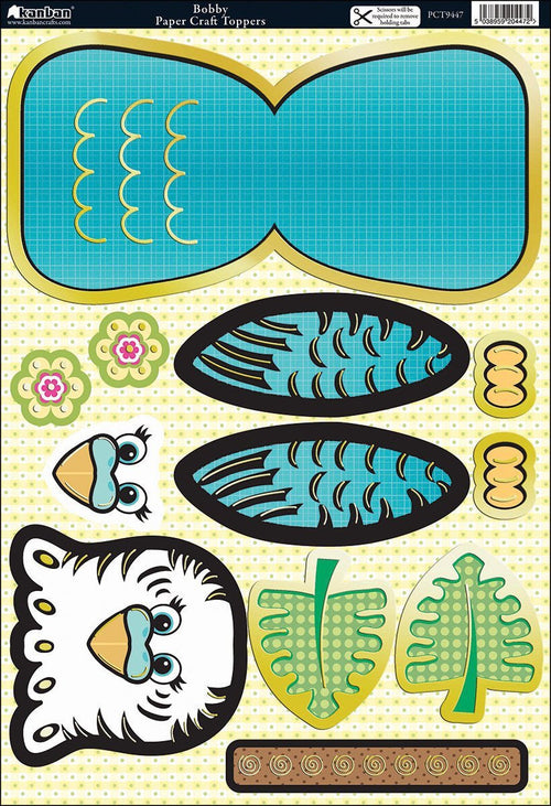 Wobbler Die-Cut Punch-Out Card 2-Sheet Pack-Bobby Blue/White