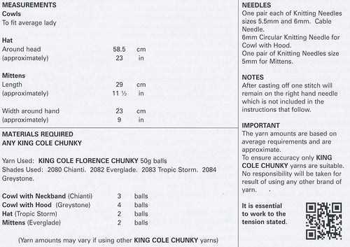 King Cole Ladies Knitting Pattern Womens Accessories Cowls Hat Mittens Florence Chunky (4298)