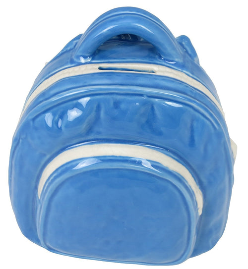 Ceramic Rucksack Money Bank in Blue