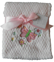 Baby Girls Beautiful Pink Butterfly and Flowers Blanket Wrap 100cm x 75cm approx
