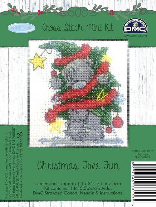 DMC Me to You Christmas Tatty Teddy Cross Stitch Mini Kit - Christmas Tree Fun by DMC