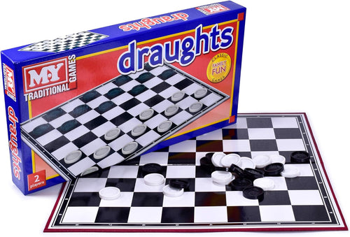 KandyToys M.Y Draughts Game - Traditional Checkers Board Game for Kids & Adults