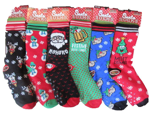 mens santa slipper socks heat machine one pair at random
