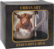 Highland Cow Bubble Bath Mug for Hot & Cold Drinks | Fine China Tea and Coffee Cups for Home & Office | Comfortable & Easy-to-Hold Coffee Mugs for Beverages & Daily Use