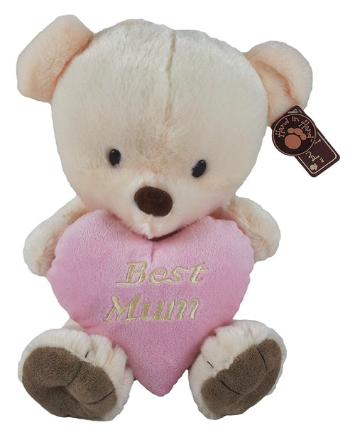 Best Mum Cute Teddy Bear with Heart - Mother's Day Gift - FREE UK SHIPPING