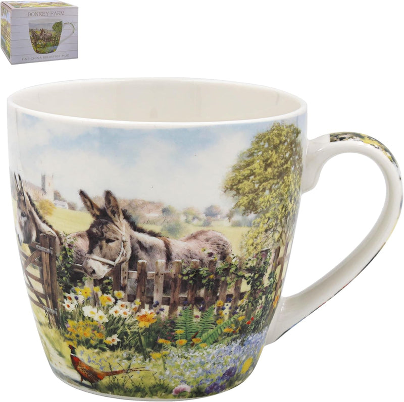 The Leonardo Collection Donkey Mug Macneil Studios, Tea and Coffee Mugs for Hot Drinks | Fine China Printed Mugs