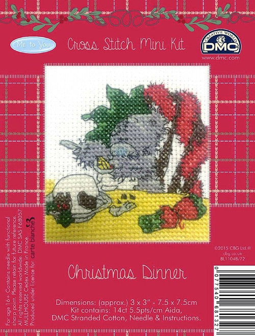 DMC Me to You Christmas Tatty Teddy Cross Stitch Mini Kit - Christmas Dinner