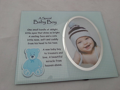 David Fischhoff Baby Boy Frame, Glass, Blue, 19 x 23 cm