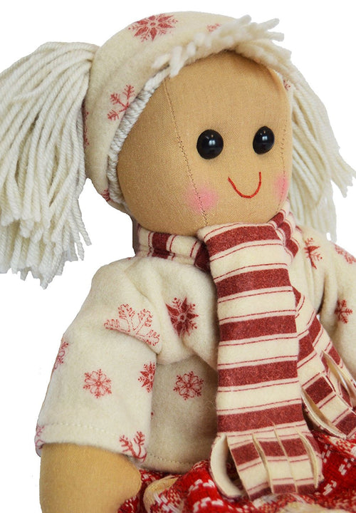 DF, A Beautiful Rag Doll dressed for Winter in a snowflake jumper & scarf, 40 cm h