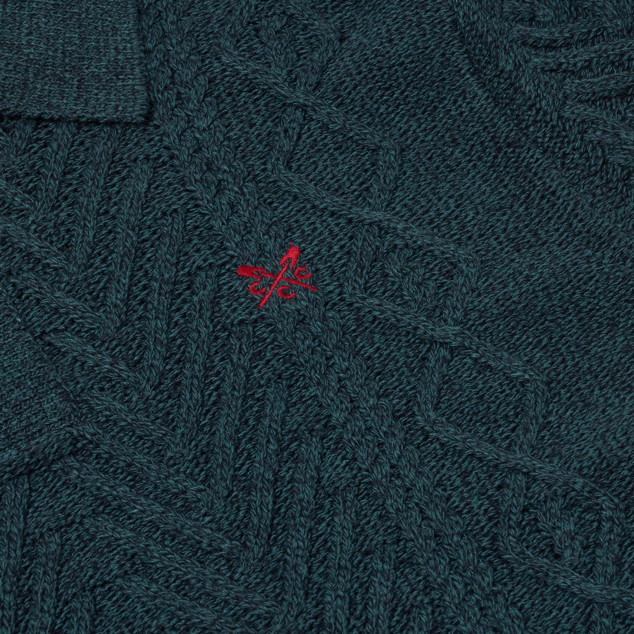 Crew Clothing Company Cable Knit Button Neck Jumper