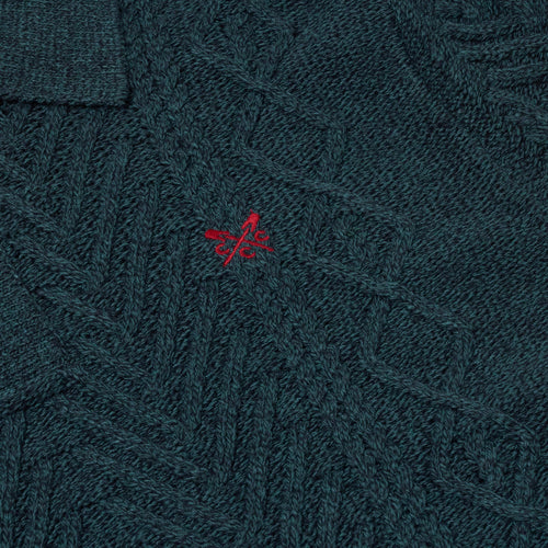 Crew Clothing Company Cable Knit Button Neck Jumper