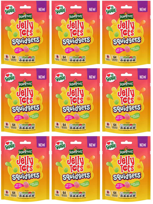 9 x Rowntrees Jelly Tots Squidgers Pouch - 120GM