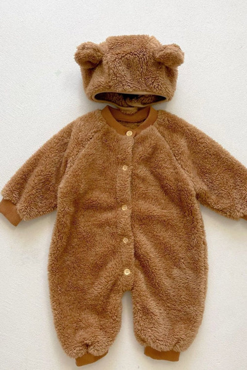 The Fur Bear Knitted Hooded Pramsuit