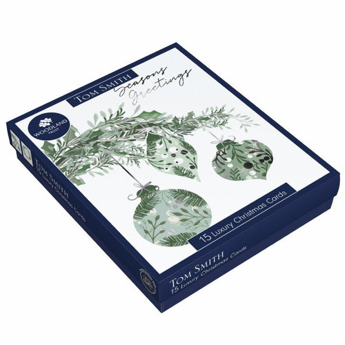 TOM SMITH  CARDS LUX BOXED WREATH & BAUBLE  15IN PACK