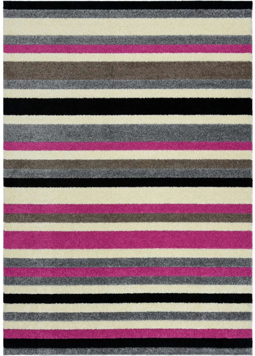 Linea Striped Pink Washable Rug