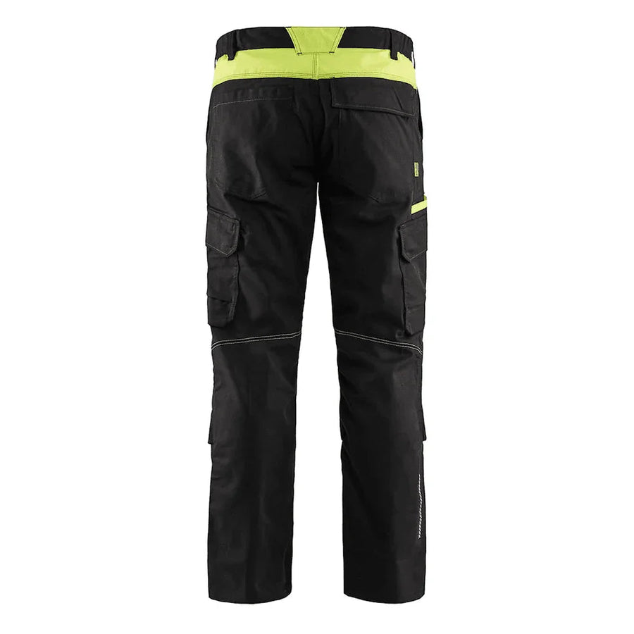 Blaklader 1448 Industry Stretch Kneepad Trousers Black/Hi-Vis Yellow