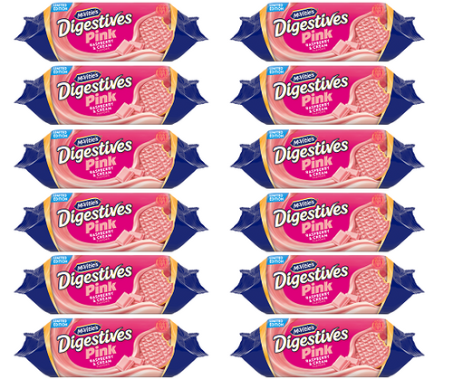 12 x Pink Digestives Raspberry & Cream - 232GM