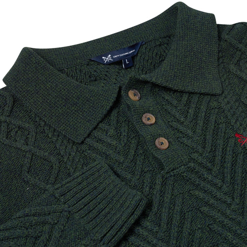 Crew Clothing Company Cable Knit Button Neck Jumper