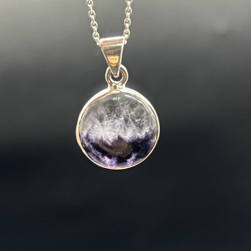Genuine Blue John Fluorite Pendant set in sterling silver - 2 options