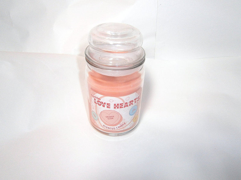 love hearts scented candle large jar orange glow