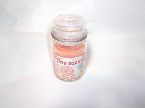 love hearts scented candle large jar orange glow