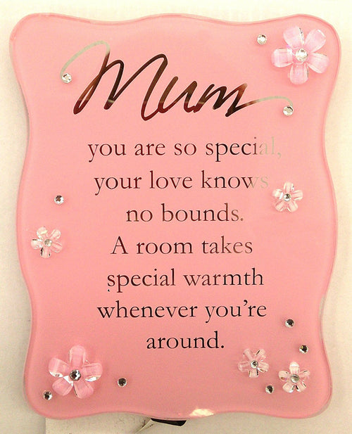 Mothers Day Pink Glass Plaque Gift