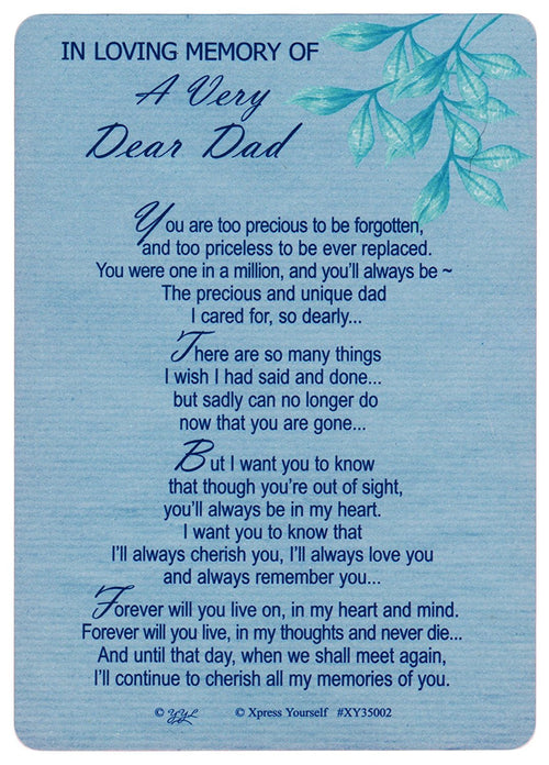 Memorial Graveside Card - In Loving Memory Of A Very Dear Dad