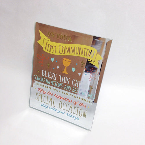 First Communion - Signography Mirror Glass Plaque