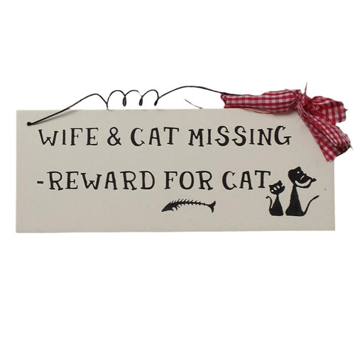 Small Wooden Sign Decoration with Red Gingham Ribbon and Wire