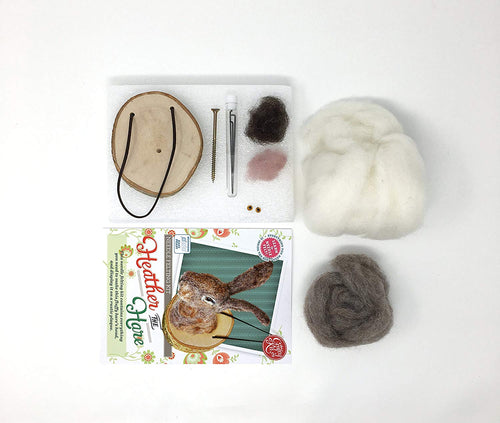 Crafty Kit Company Heather the Hare Beginners Needle Felting Kit, designed and made in the UK, complete with all materials and tools required, perfect gift or starter project for a craft lover.