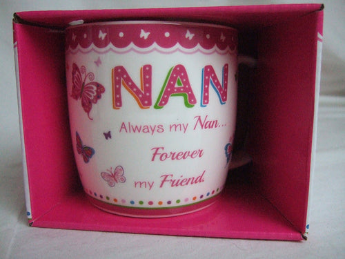 Nan Pink Butterfly Pattern Sentimental Mug