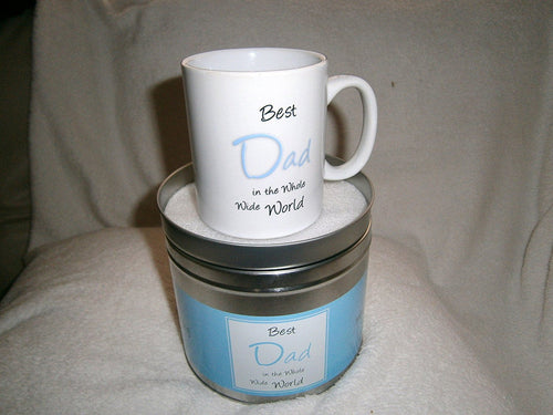 dad mug in a tin gift BEST DAD IN THE WHOLE WIDE WORLD