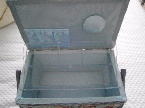 azure rose long rectangle sewing basket