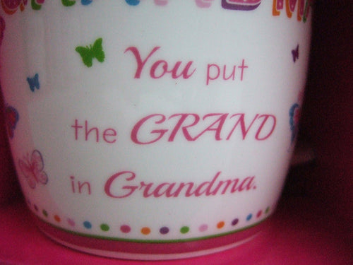 Grandma Pink Butterfly Pattern Sentimental Mug