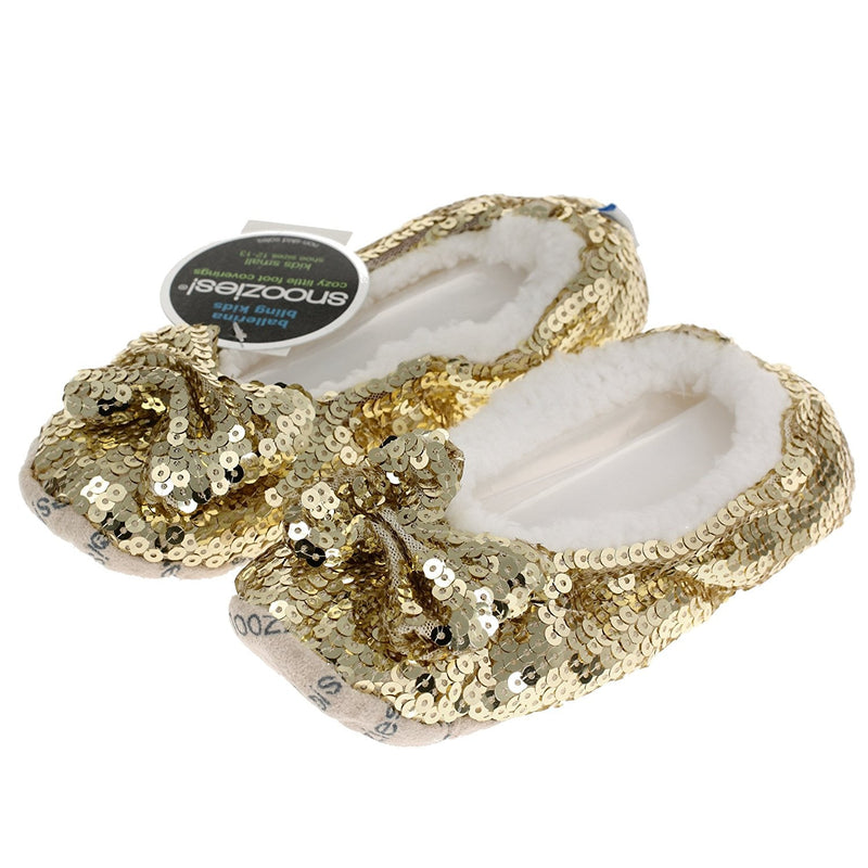 Childrens Kids Gold Bling Ballerina Snoozies Large