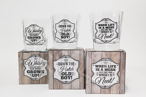 Brand New Gents slogan Whiskey Spirits Glass Tumber 3 designs