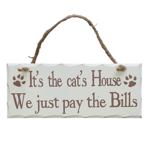 Rectangular Wooden Shabby White Distressed Wooden Wall Plaque on rope pet dog or cat lovers