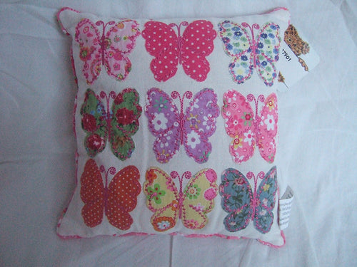 White Patchwork Butterflies Decorative Cushion - Shabby Chic Style