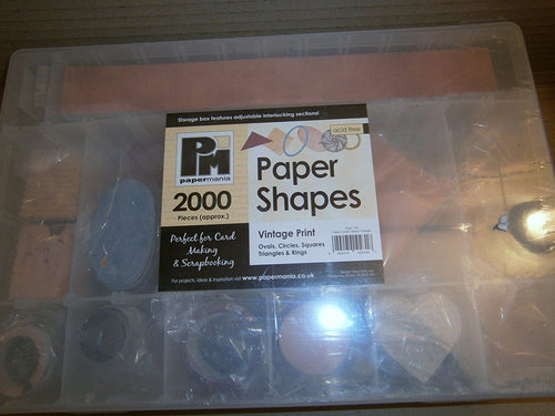 paper shapes vintage print ovals,circles squares,triangles ,rings 2000 pieces (approx)