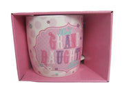 "Best Granddaughter Ever" Pink Vintage Style Pattern Ceramic Novelty Mug
