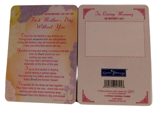 Loving Memory Mother's Day Graveside Memorial Card & Holder 5.75 x 4"- First Mother's Day 35003