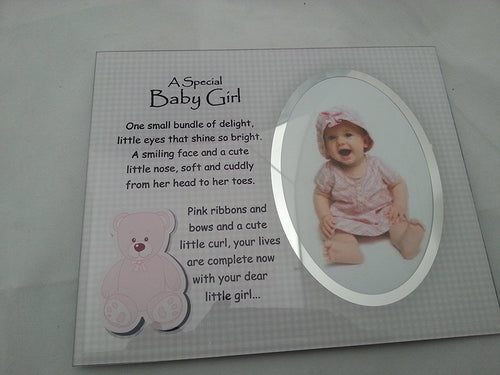 David Fischhoff Baby Girl Frame, Glass, Blue, 19 x 23 cm