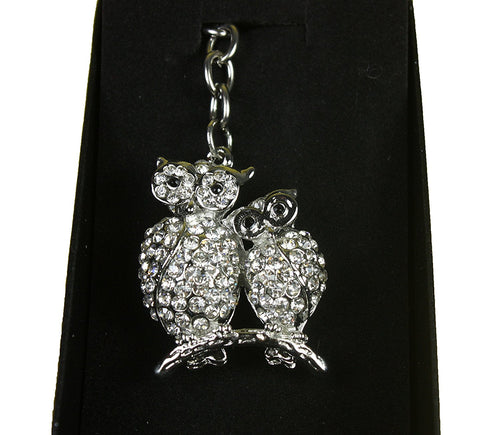 Owls Diamante Keyring and Presentation Box