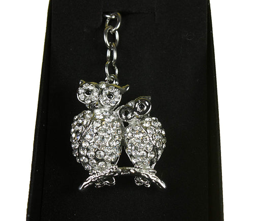 Owls Diamante Keyring and Presentation Box
